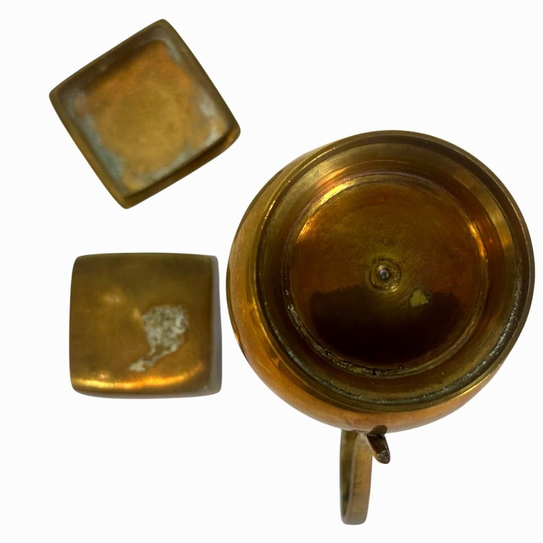 Miniature Brass Collectibles 4.5" Jug/Pitcher and 1.5" Square Trinket Box /Lid - Thumbnail 5