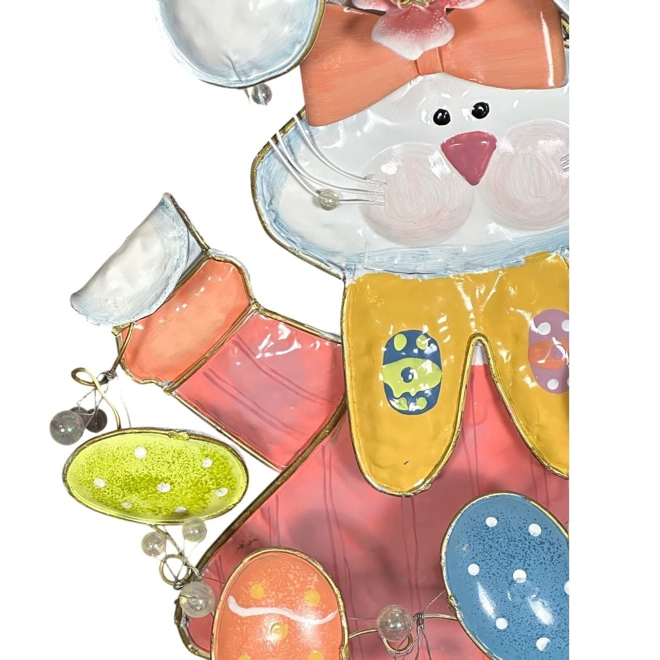Whimsical Easter Bunny Metal Sculpture Display Easter Egg Garland-22-Inches Tall - Thumbnail 4