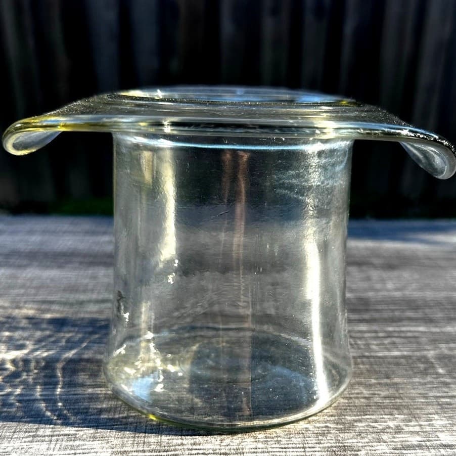 Blenko Unique Vintage 1980's #8432S Top Hat 7" Clear Art Glass Vase - Thumbnail 7