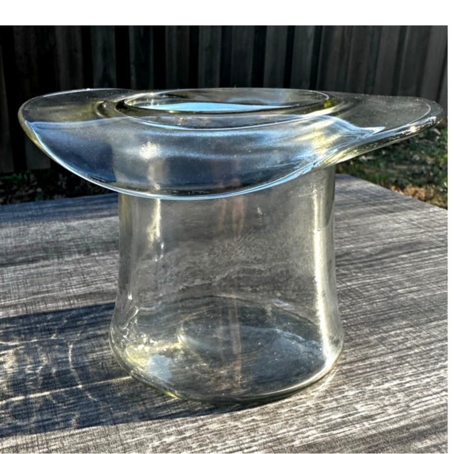 Blenko Unique Vintage 1980's #8432S Top Hat 7" Clear Art Glass Vase