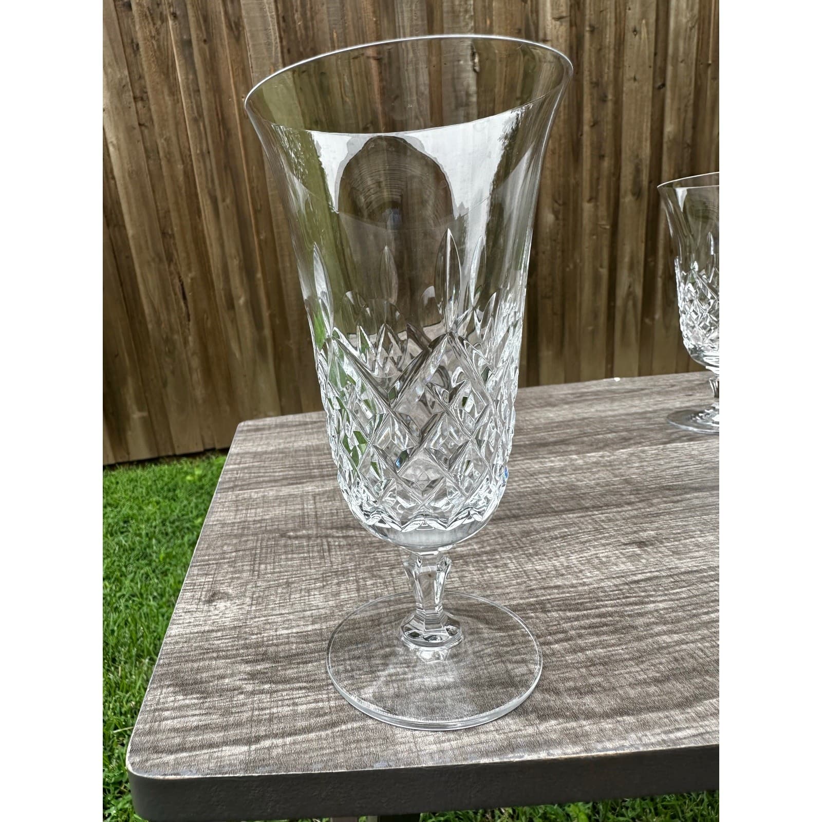 Mikasa Claridge Retired Lead Crystal Blown Glass Footed Iced Tea Glasses-Set 4 - Thumbnail 6