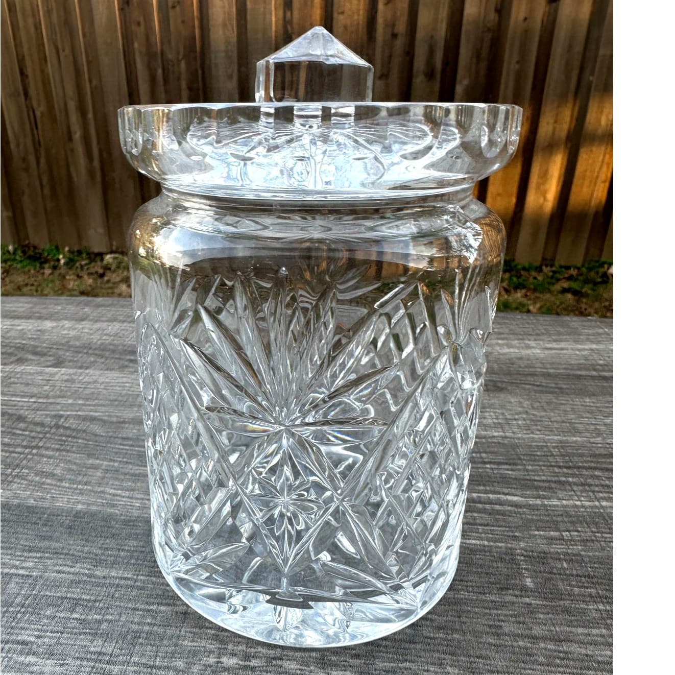 Lead Crystal MCM 7" Vintage Biscuit Barrel/Jar with Lid-Excellent-Stunning - Thumbnail 3