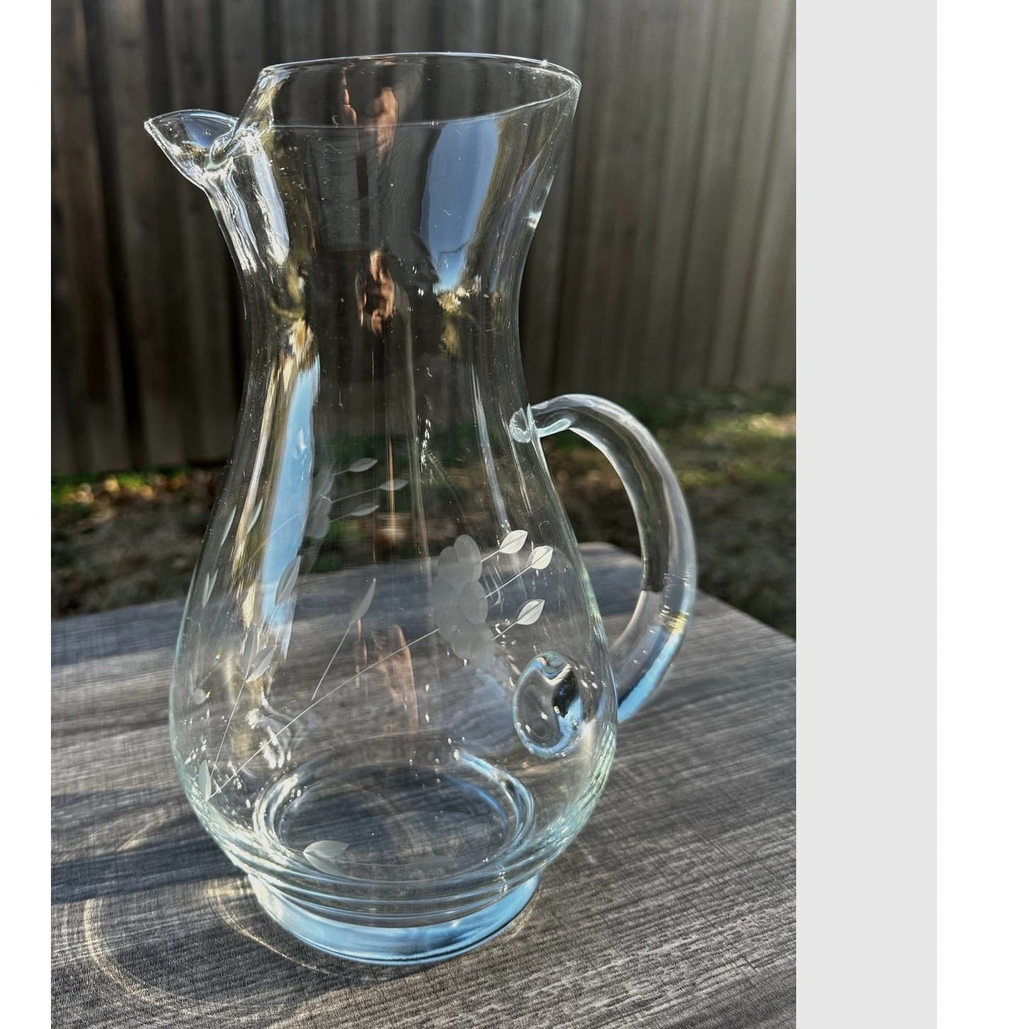 Princess House Heritage Tall 10" Crystal Etched #459 Pitcher 72 oz-Excellent - Thumbnail 3