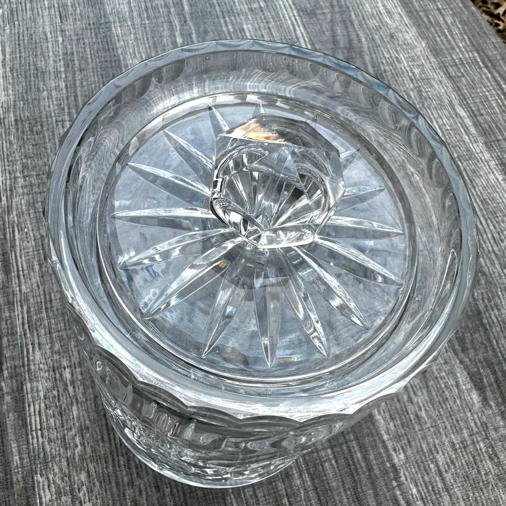 Lead Crystal MCM 7" Vintage Biscuit Barrel/Jar with Lid-Excellent-Stunning - Thumbnail 2