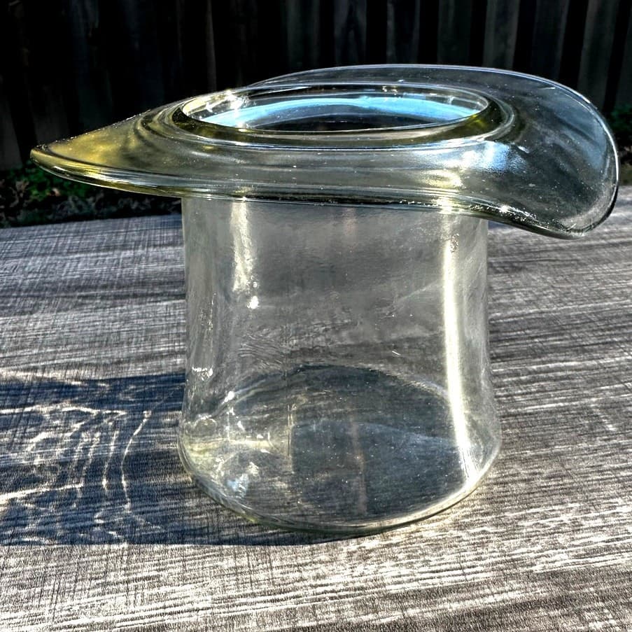 Blenko Unique Vintage 1980's #8432S Top Hat 7" Clear Art Glass Vase - Thumbnail 9