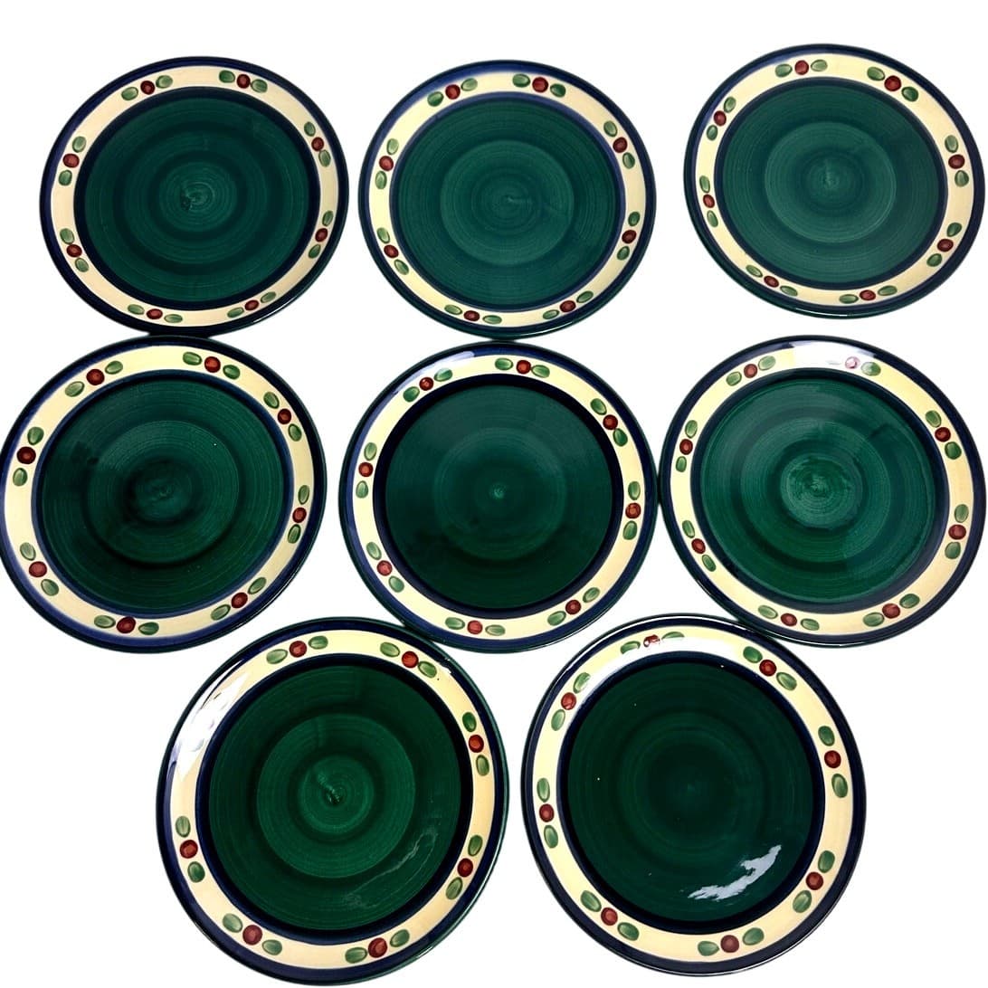 Gail Pittman Pottery Juniper Salad/Dessert Plates Signed Vintage 1995-Set of 8 - Thumbnail 3