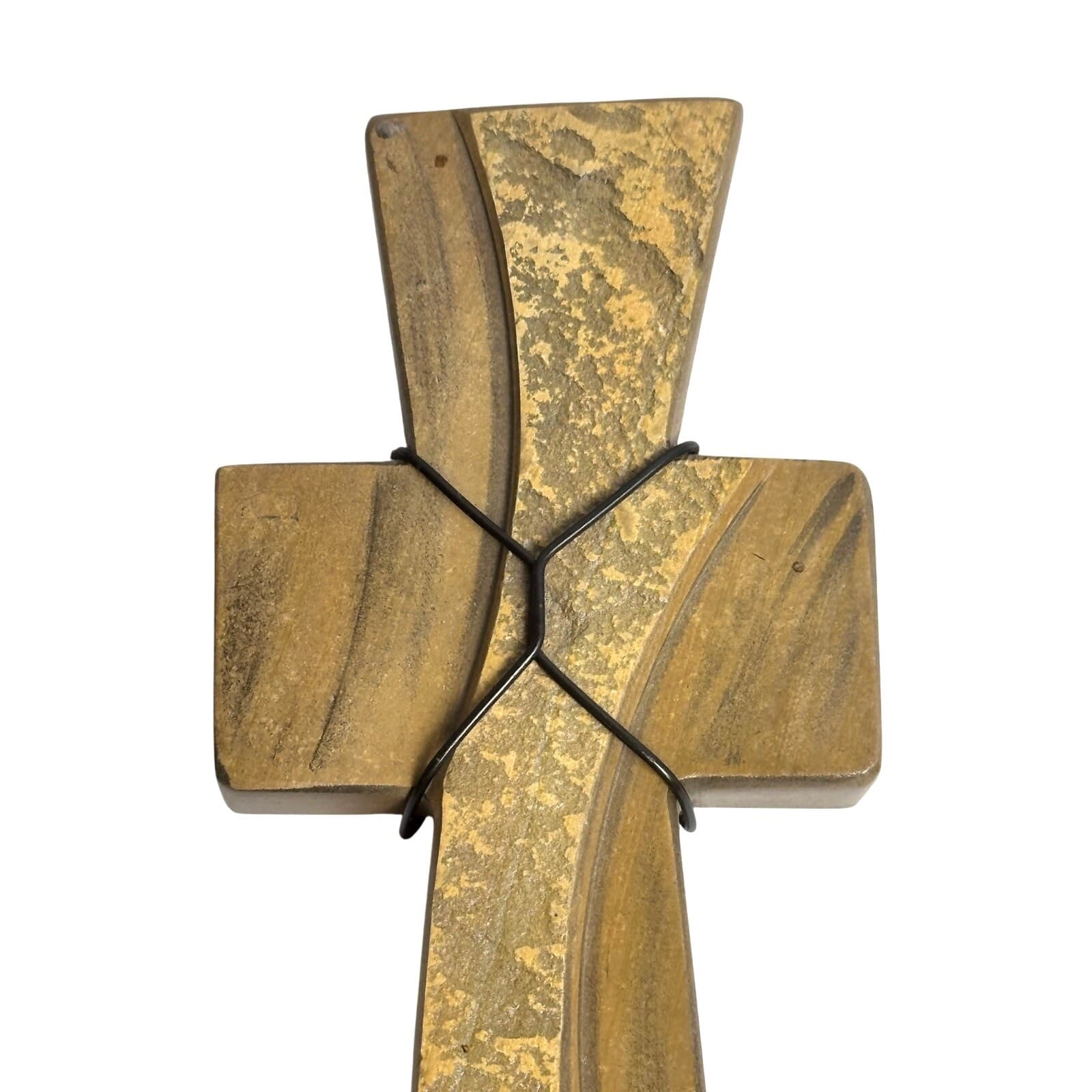 Carved Stone Contemporary Rustic Art Cross R. Rose Vintage 2010-Stunning Design - Thumbnail 2