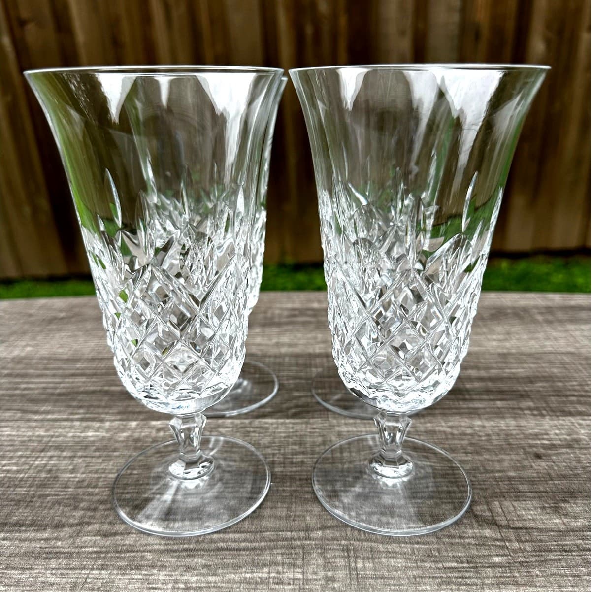 Mikasa Claridge Retired Lead Crystal Blown Glass Footed Iced Tea Glasses-Set 4 - Thumbnail 3