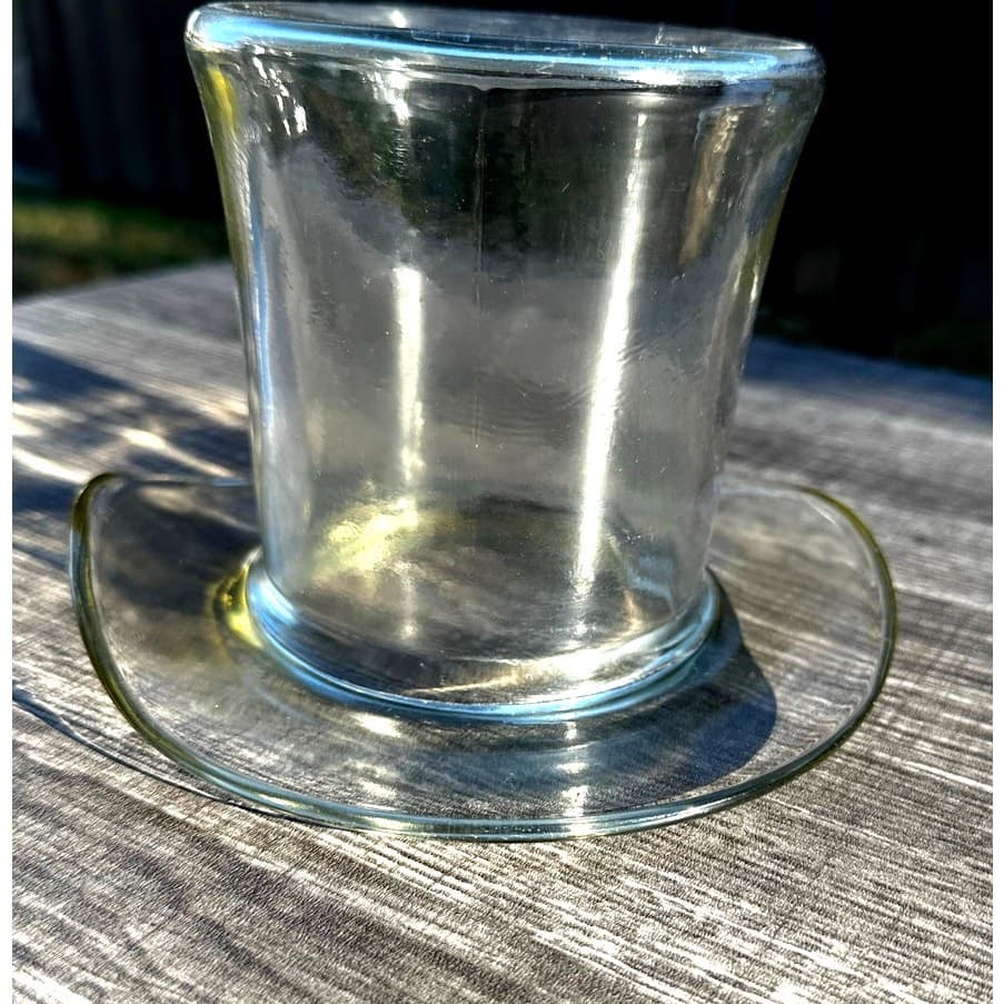 Blenko Unique Vintage 1980's #8432S Top Hat 7" Clear Art Glass Vase - Thumbnail 2