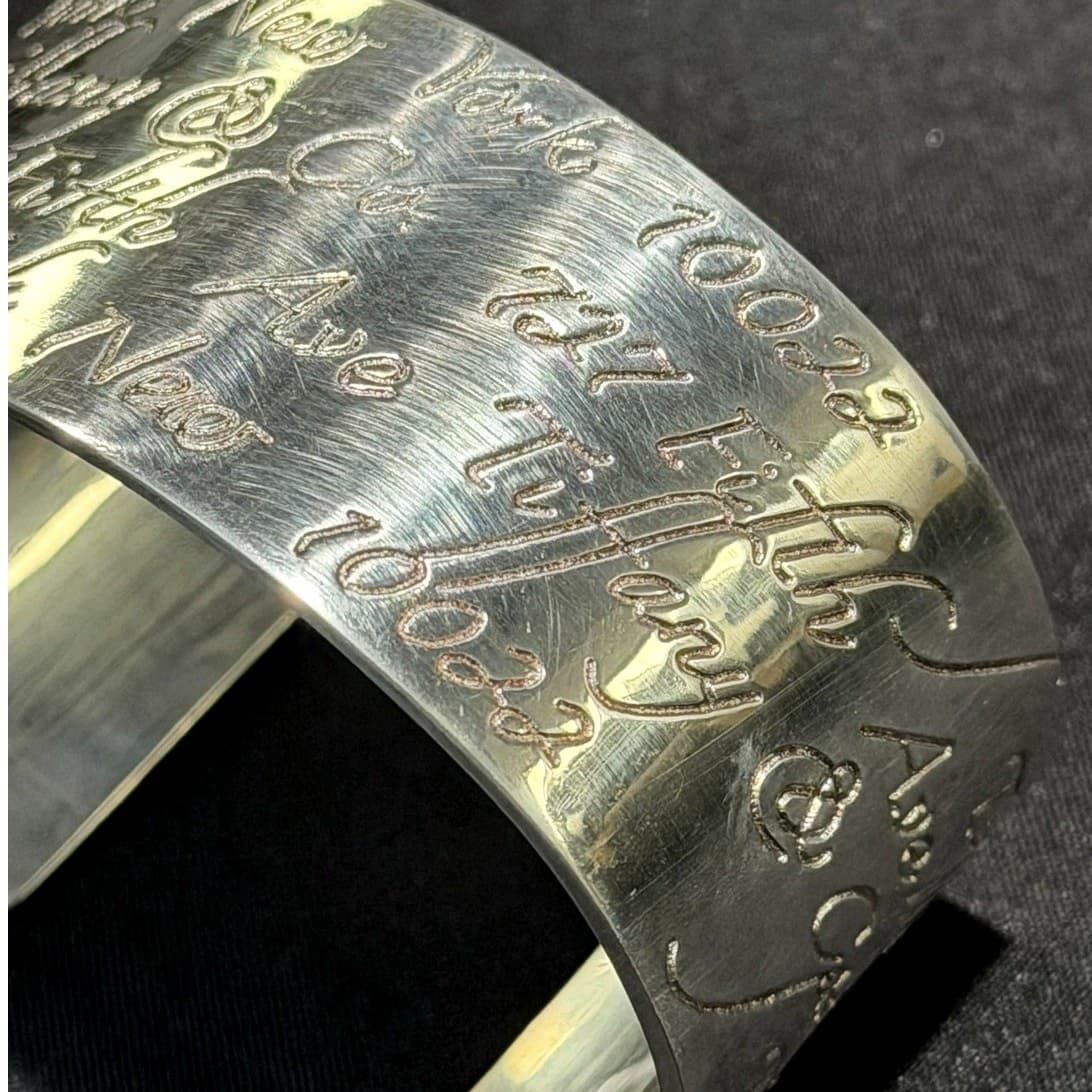 Tiffany & Co Notes 727 Fifth Ave NY 10022 Sterling Silver Wide Cuff Vintage 1997 - Thumbnail 6
