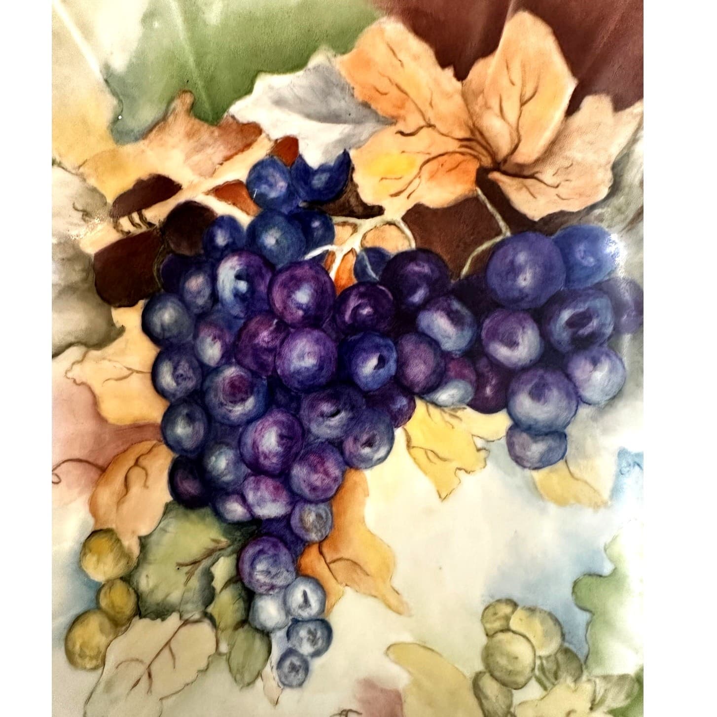 Rare 'Pfeiffer und Lowenstein' Antique Square Porcelain Bowl Signed Grape Design - Thumbnail 3