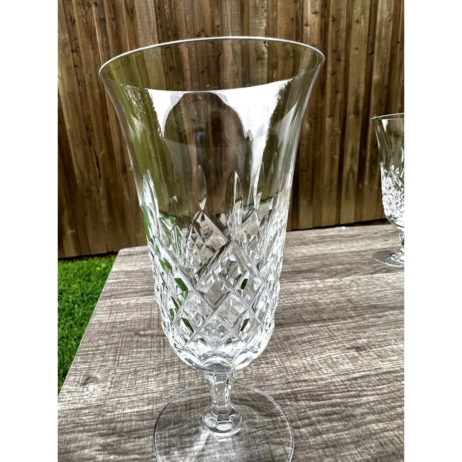 Mikasa Claridge Retired Lead Crystal Blown Glass Footed Iced Tea Glasses-Set 4 - Thumbnail 2