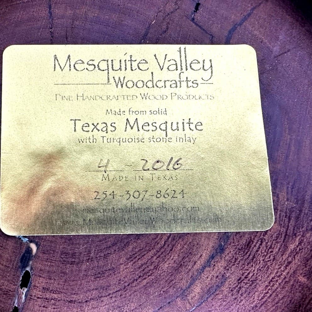 Mesquite Valley Woodcrafts 2016 Texas Mesquite w/Turquoise Inlay Lazy Susan - Thumbnail 6