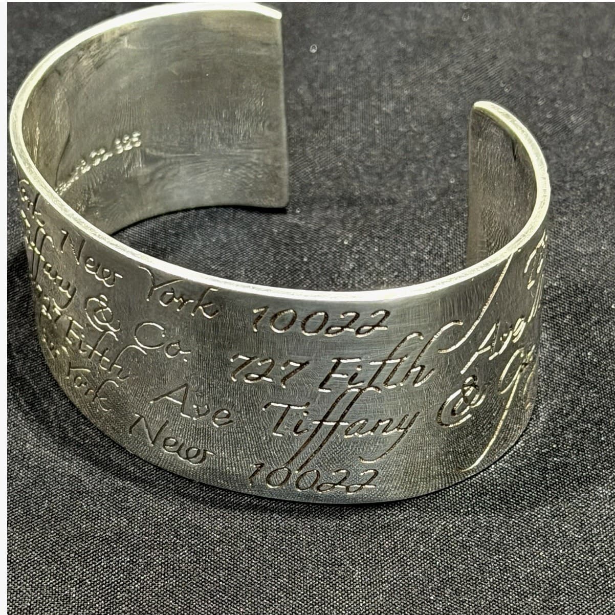 Tiffany & Co Notes 727 Fifth Ave NY 10022 Sterling Silver Wide Cuff Vintage 1997 - Thumbnail 5