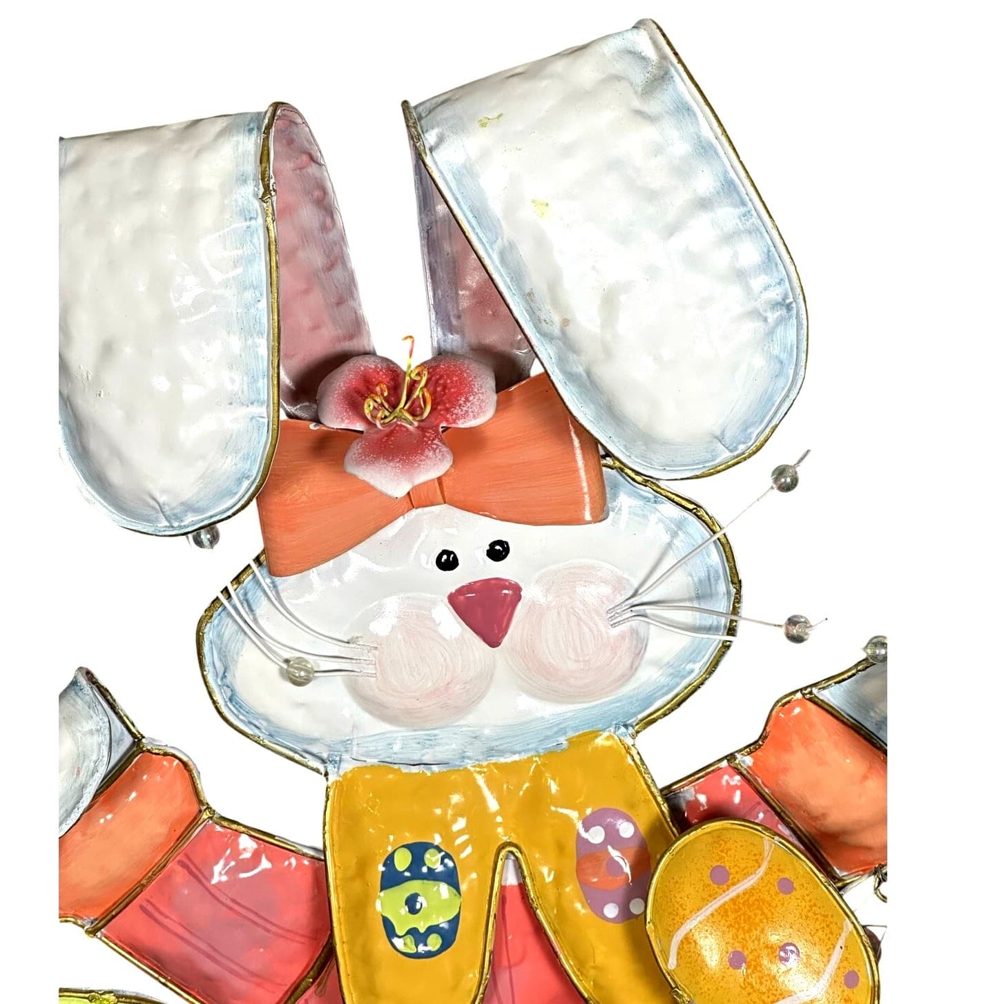 Whimsical Easter Bunny Metal Sculpture Display Easter Egg Garland-22-Inches Tall - Thumbnail 2