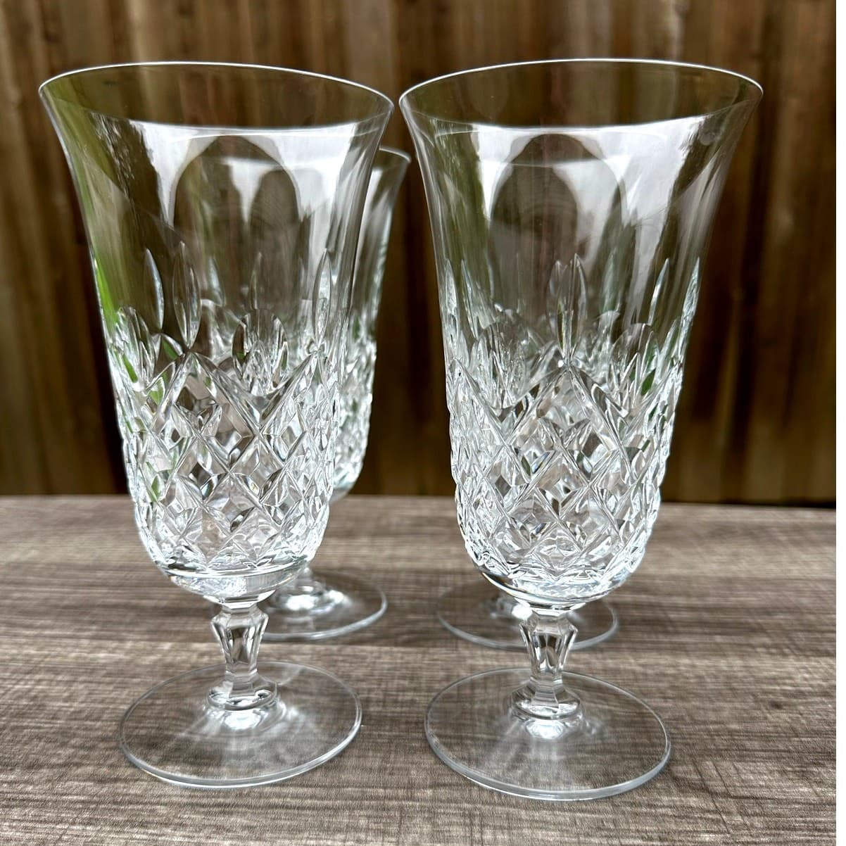 Mikasa Claridge Retired Lead Crystal Blown Glass Footed Iced Tea Glasses-Set 4 - Thumbnail 5