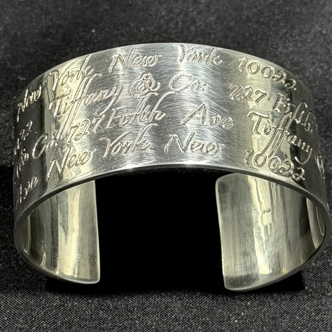 Tiffany & Co Notes 727 Fifth Ave NY 10022 Sterling Silver Wide Cuff Vintage 1997 - Thumbnail 4