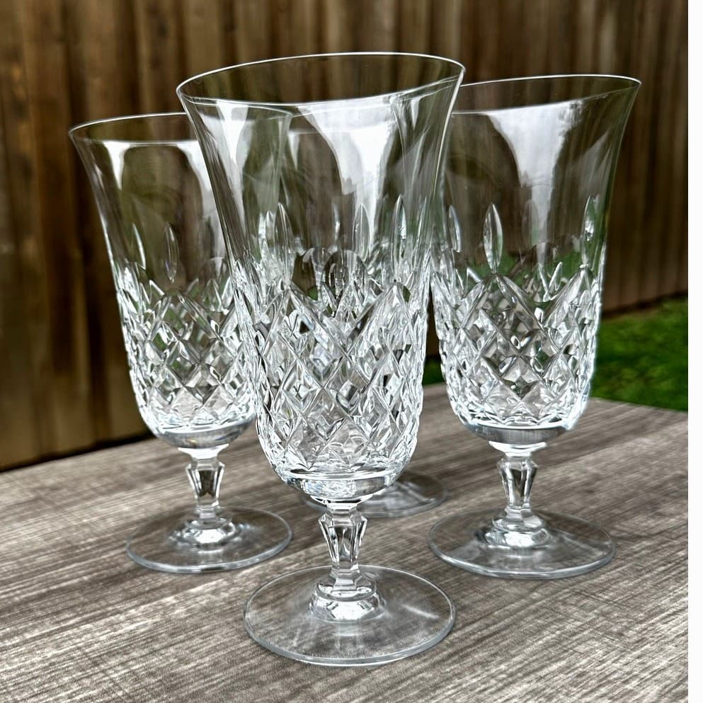 Mikasa Claridge Retired Lead Crystal Blown Glass Footed Iced Tea Glasses-Set 4