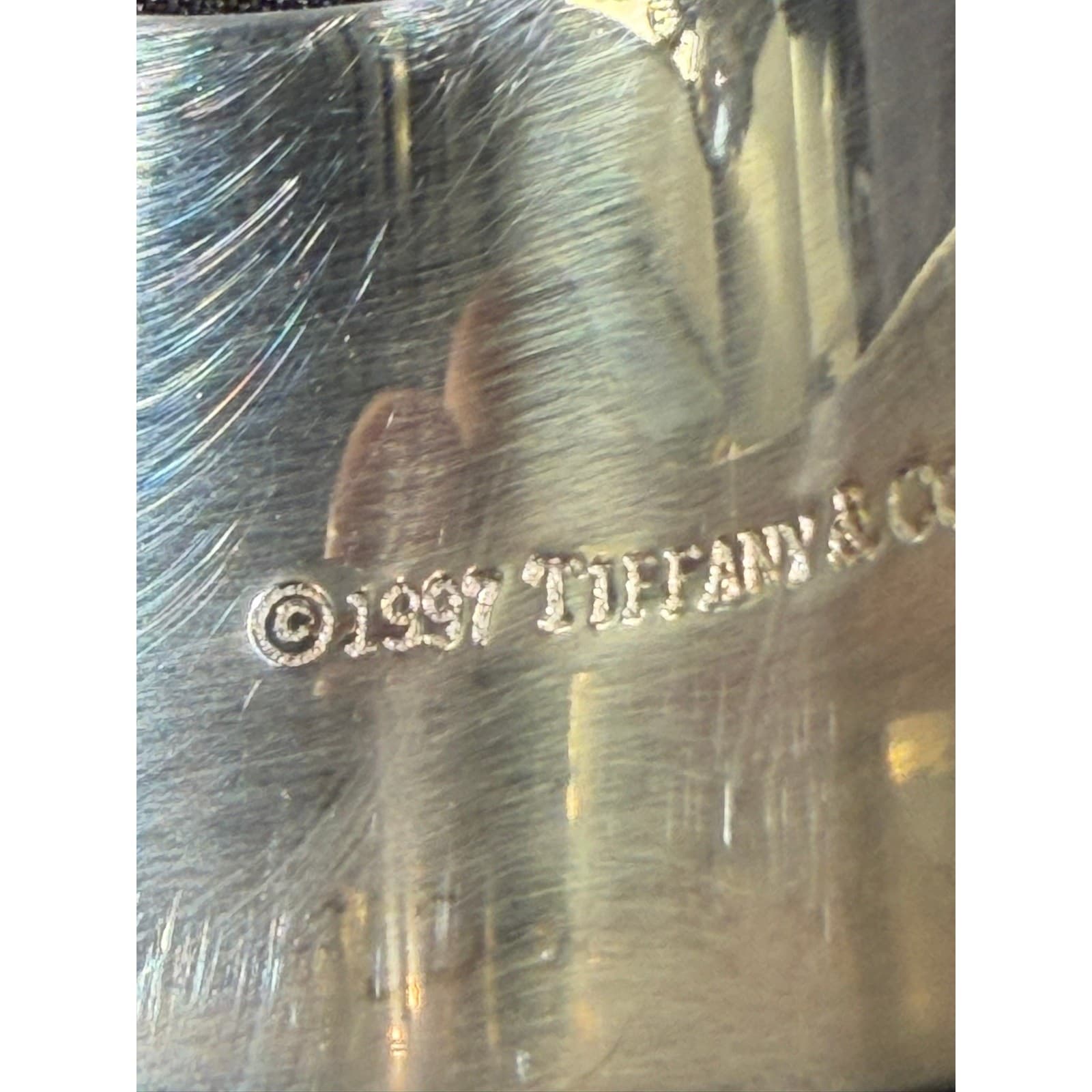 Tiffany & Co Notes 727 Fifth Ave NY 10022 Sterling Silver Wide Cuff Vintage 1997 - Thumbnail 8