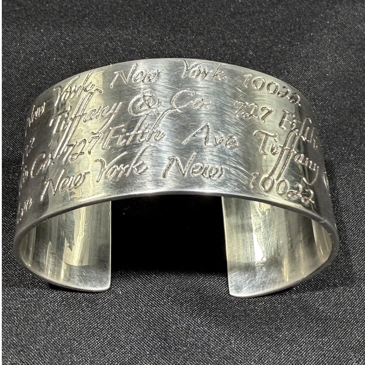 Tiffany & Co Notes 727 Fifth Ave NY 10022 Sterling Silver Wide Cuff Vintage 1997 - Thumbnail 3