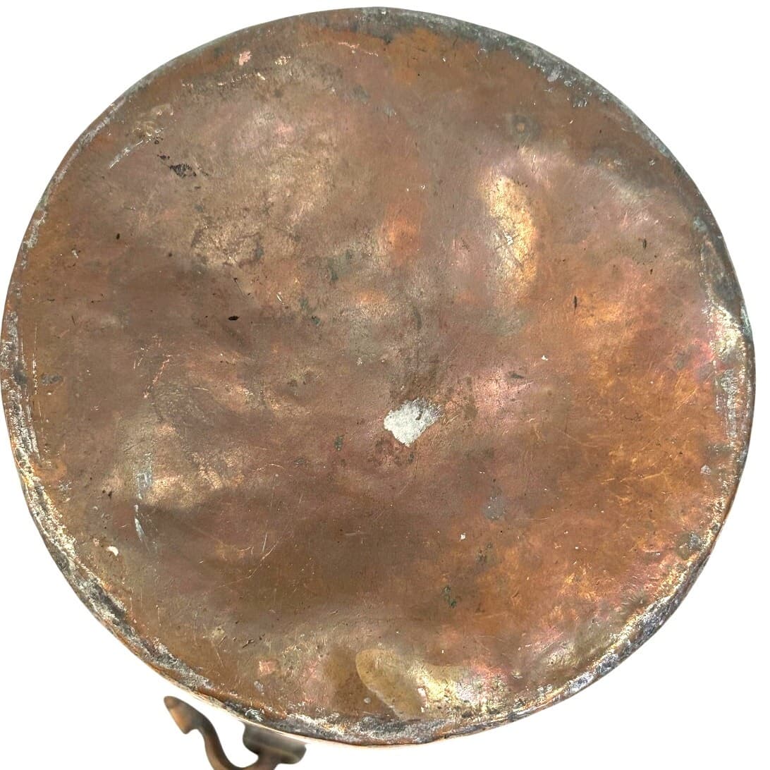 Antique Hammered French European Tin Lined Primitive Copper Jam Pot Brass Handle - Thumbnail 7