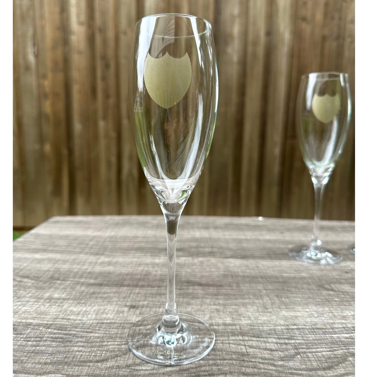 Dom Perignon Crystal 9 1/8" Champagne Flutes Signed Golden Shield on Bowl-Set 4 - Thumbnail 3
