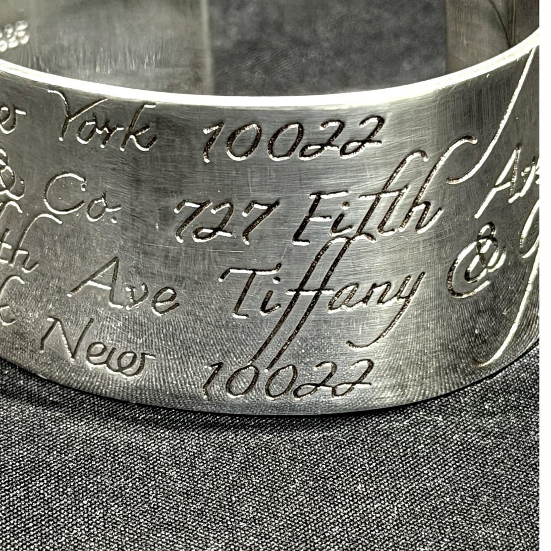Tiffany & Co Notes 727 Fifth Ave NY 10022 Sterling Silver Wide Cuff Vintage 1997 - Thumbnail 9