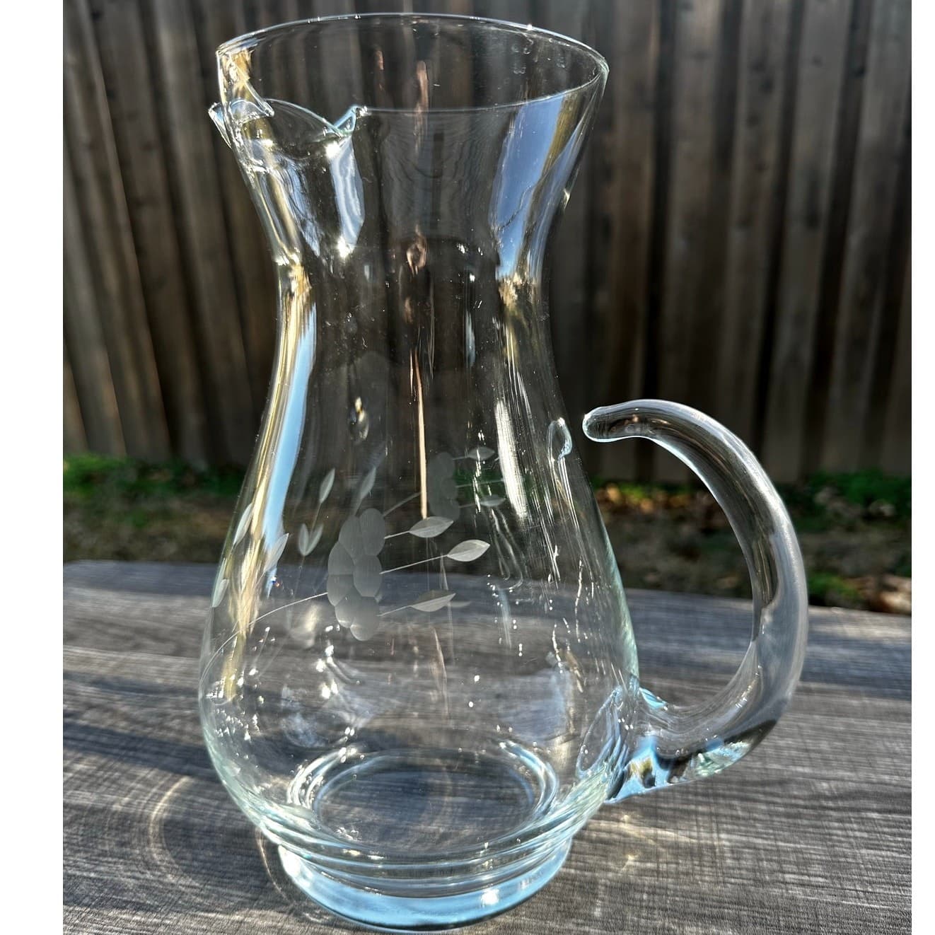 Princess House Heritage Tall 10" Crystal Etched #459 Pitcher 72 oz-Excellent - Thumbnail 5