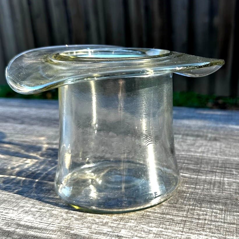 Blenko Unique Vintage 1980's #8432S Top Hat 7" Clear Art Glass Vase - Thumbnail 4