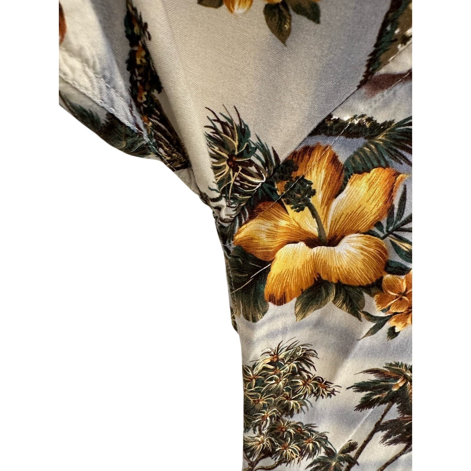 Pierre Cardin Rayon Hawaiian Shirt Men’s Large Tropical Palm Tree Island Scene - Thumbnail 5