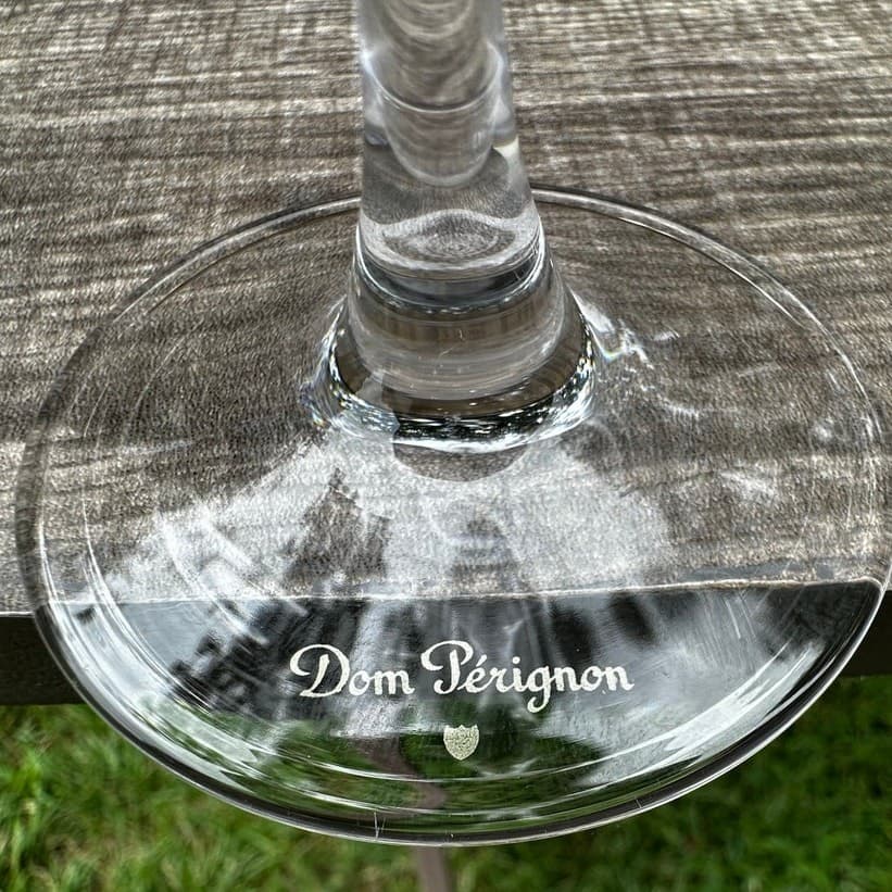 Dom Perignon Crystal 9 1/8" Champagne Flutes Signed Golden Shield on Bowl-Set 4 - Thumbnail 4