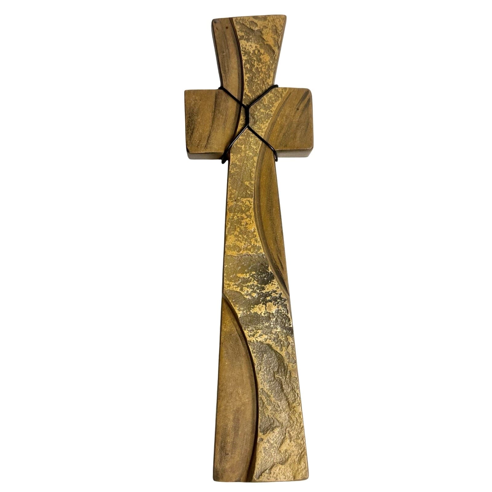 Carved Stone Contemporary Rustic Art Cross R. Rose Vintage 2010-Stunning Design