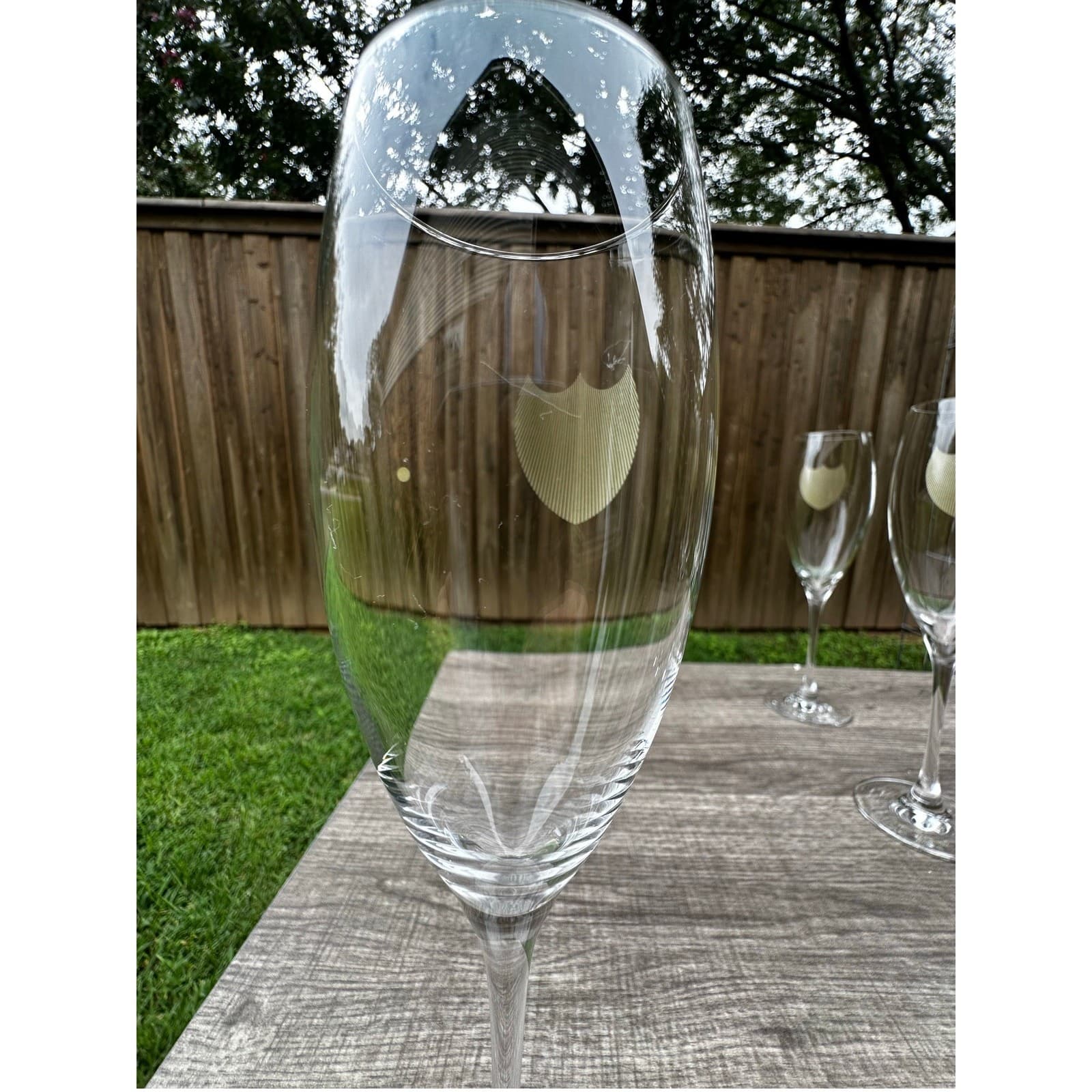 Dom Perignon Crystal 9 1/8" Champagne Flutes Signed Golden Shield on Bowl-Set 4 - Thumbnail 6