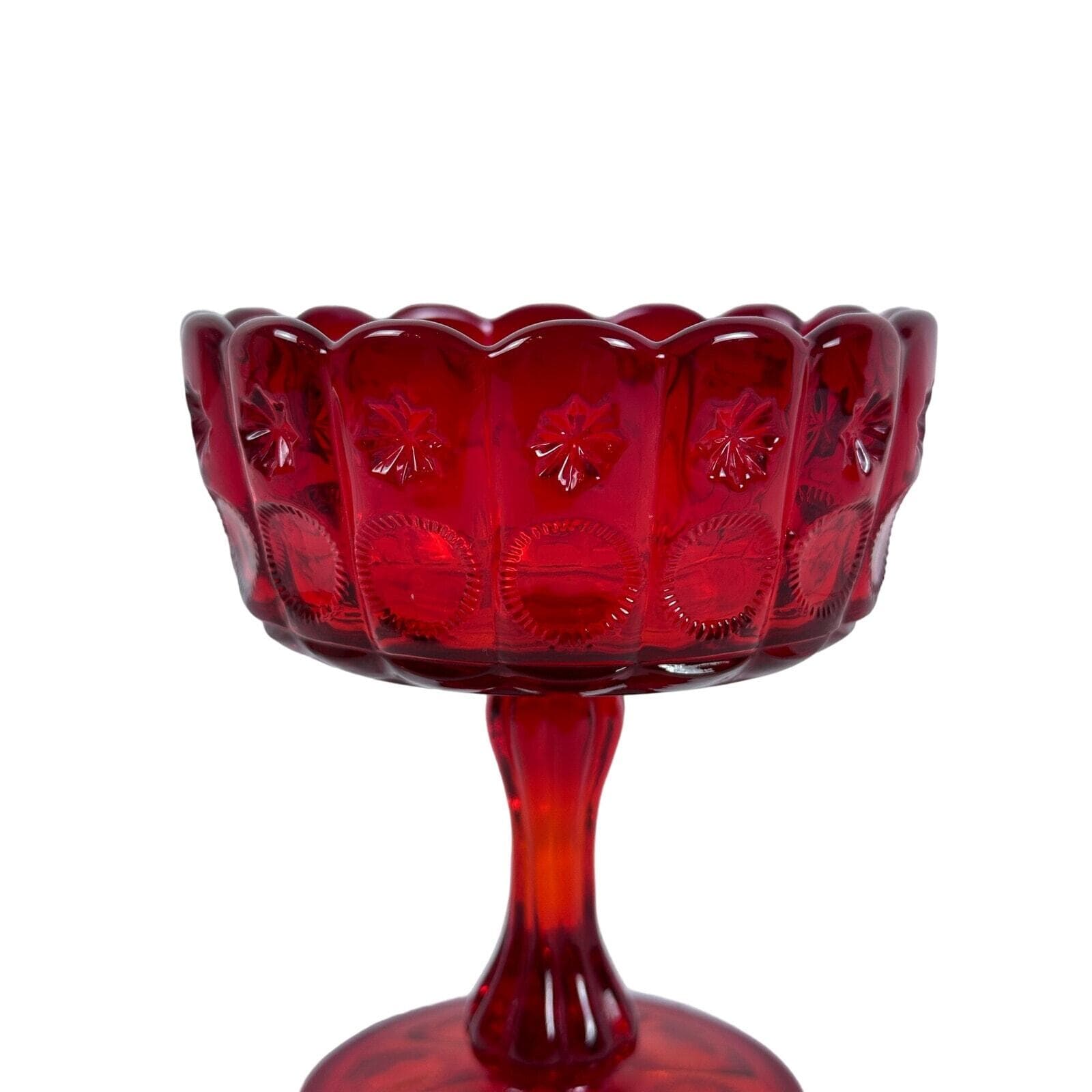 Priscilla LG Wright Glass 5” Ruby Red Compote Vintage Excellent Condition - Thumbnail 2