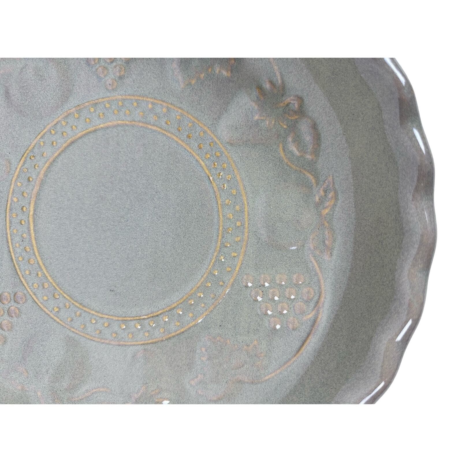 Stoneware Fruit Embossed 11-1/4” Deep Dish Fluted Edge Pie Plate EX - Thumbnail 6