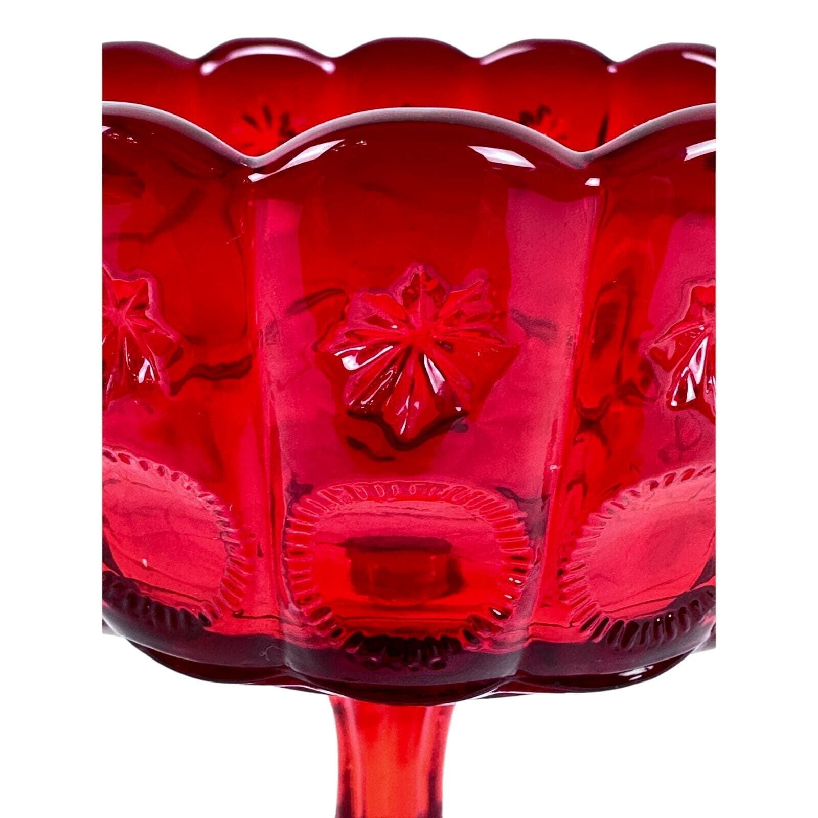 Priscilla LG Wright Glass 5” Ruby Red Compote Vintage Excellent Condition - Thumbnail 4
