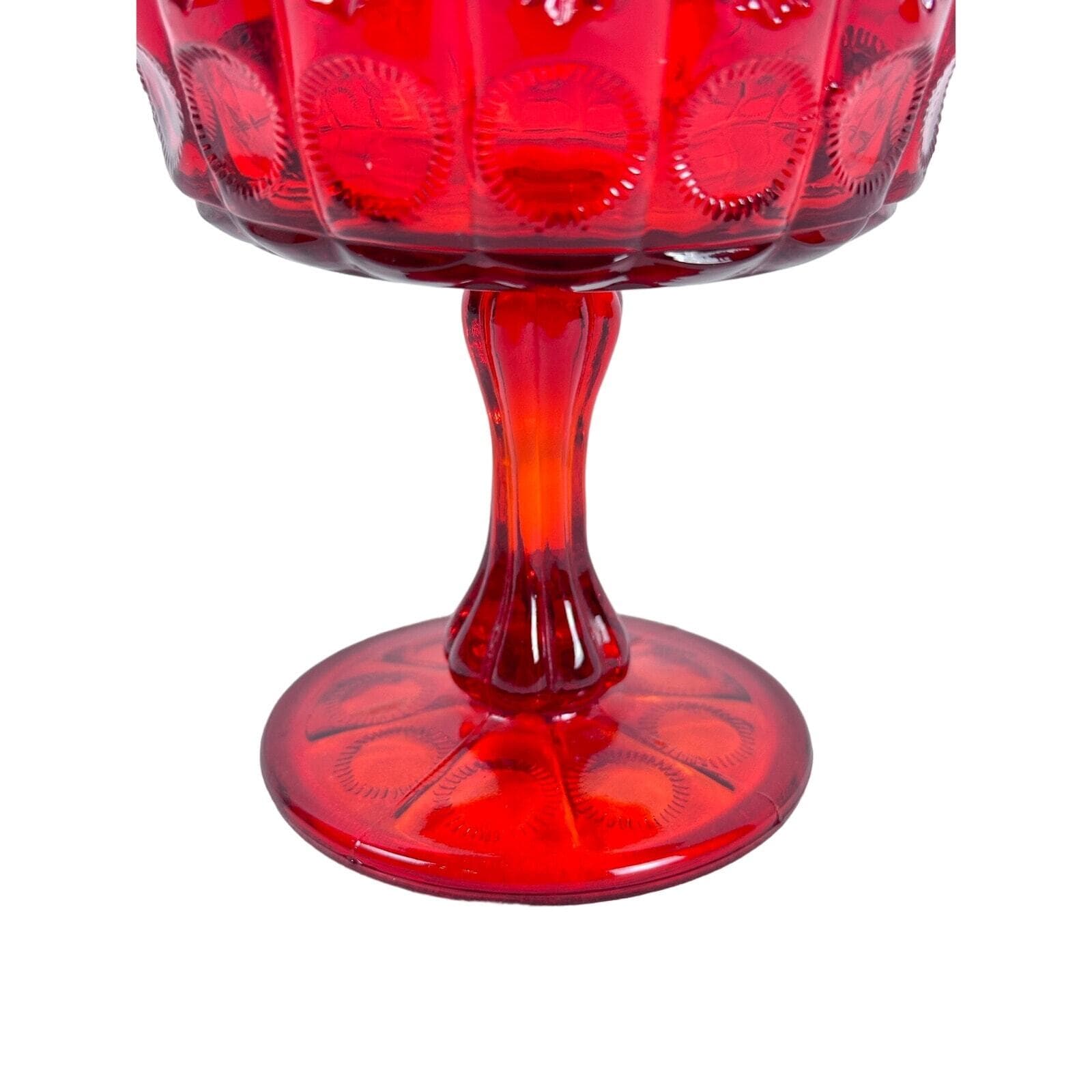 Priscilla LG Wright Glass 5” Ruby Red Compote Vintage Excellent Condition - Thumbnail 3