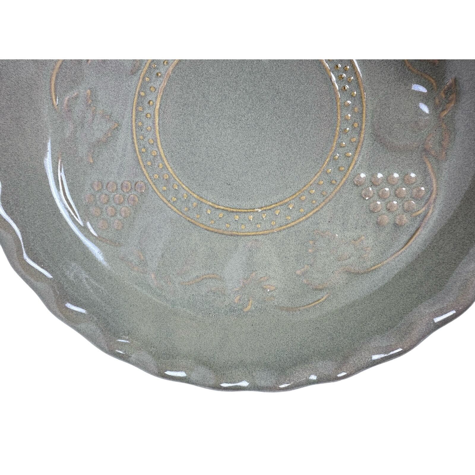 Stoneware Fruit Embossed 11-1/4” Deep Dish Fluted Edge Pie Plate EX - Thumbnail 3