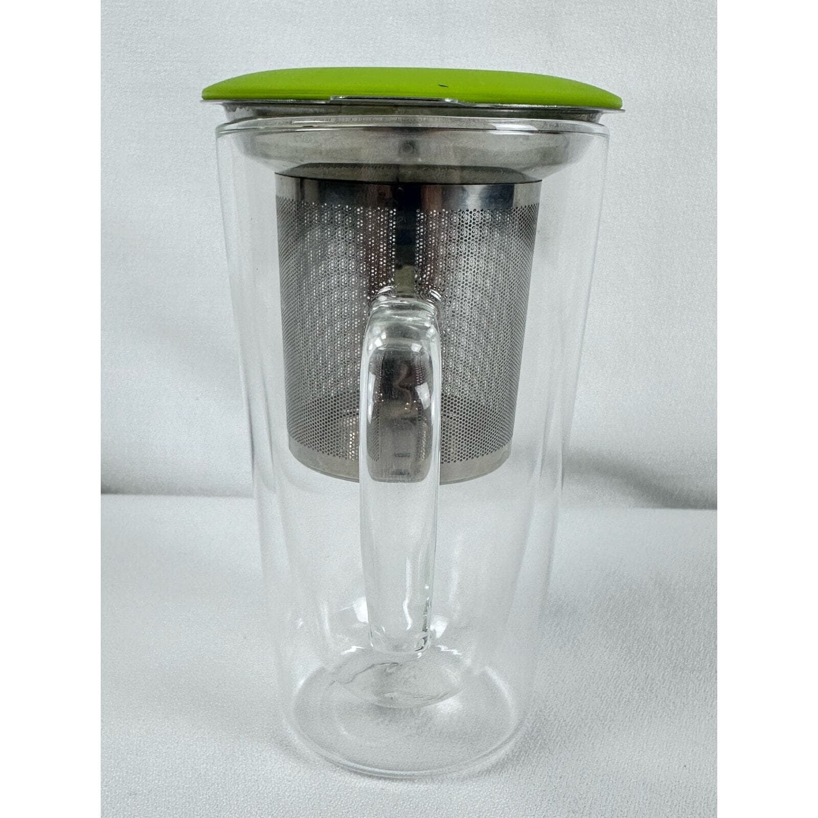 Essential Home & Kitchen Insulated Double Glass Tea Mug with Infuser & Lid VG - Thumbnail 2