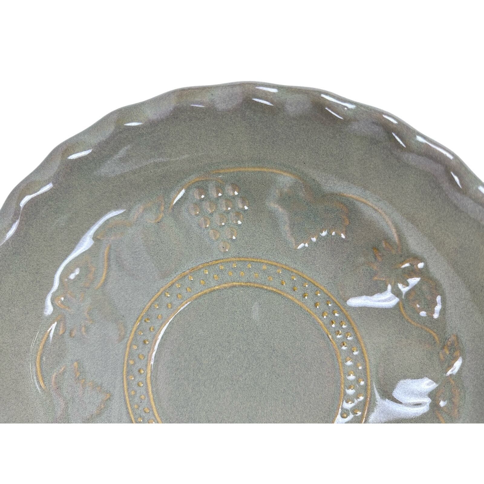 Stoneware Fruit Embossed 11-1/4” Deep Dish Fluted Edge Pie Plate EX - Thumbnail 5