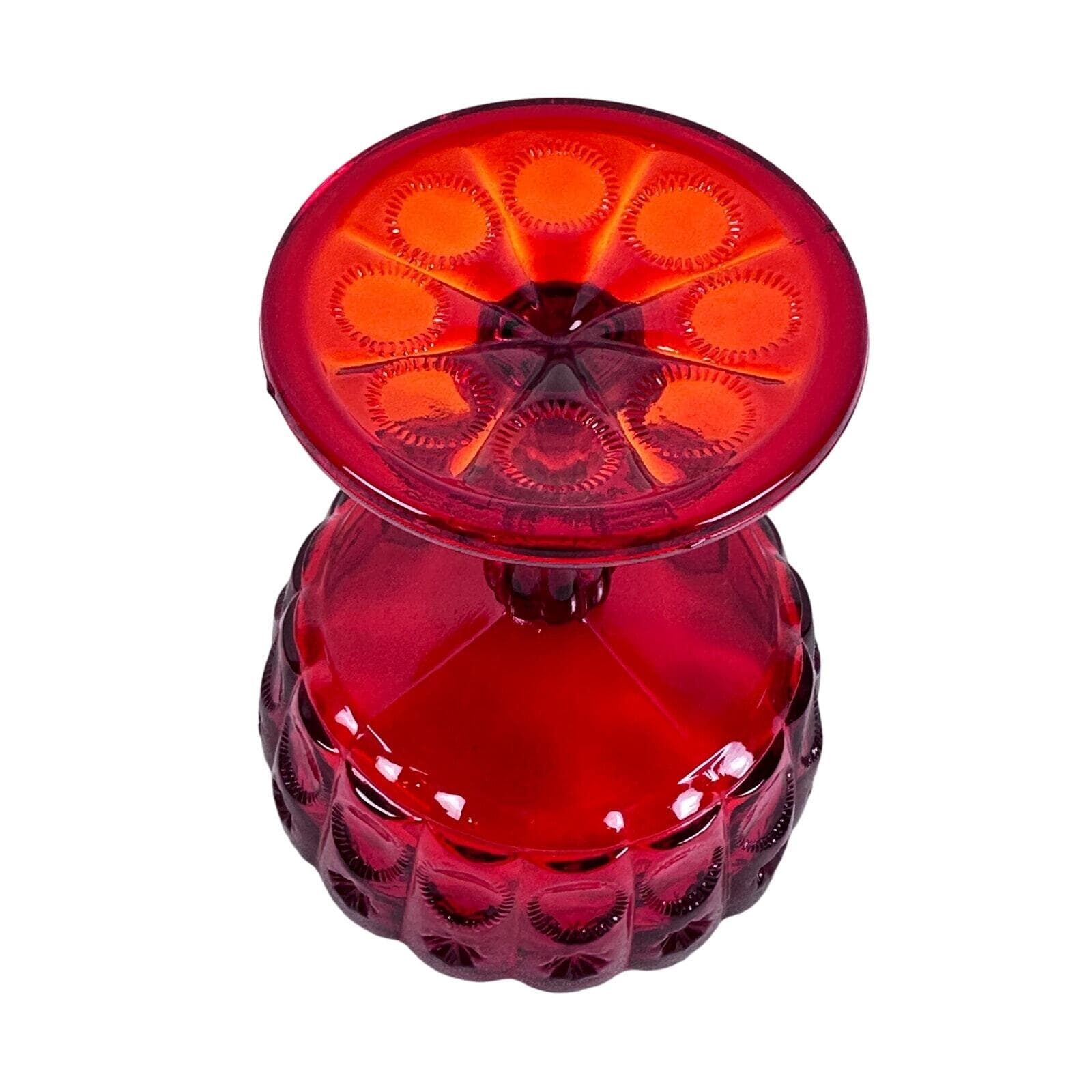 Priscilla LG Wright Glass 5” Ruby Red Compote Vintage Excellent Condition - Thumbnail 7