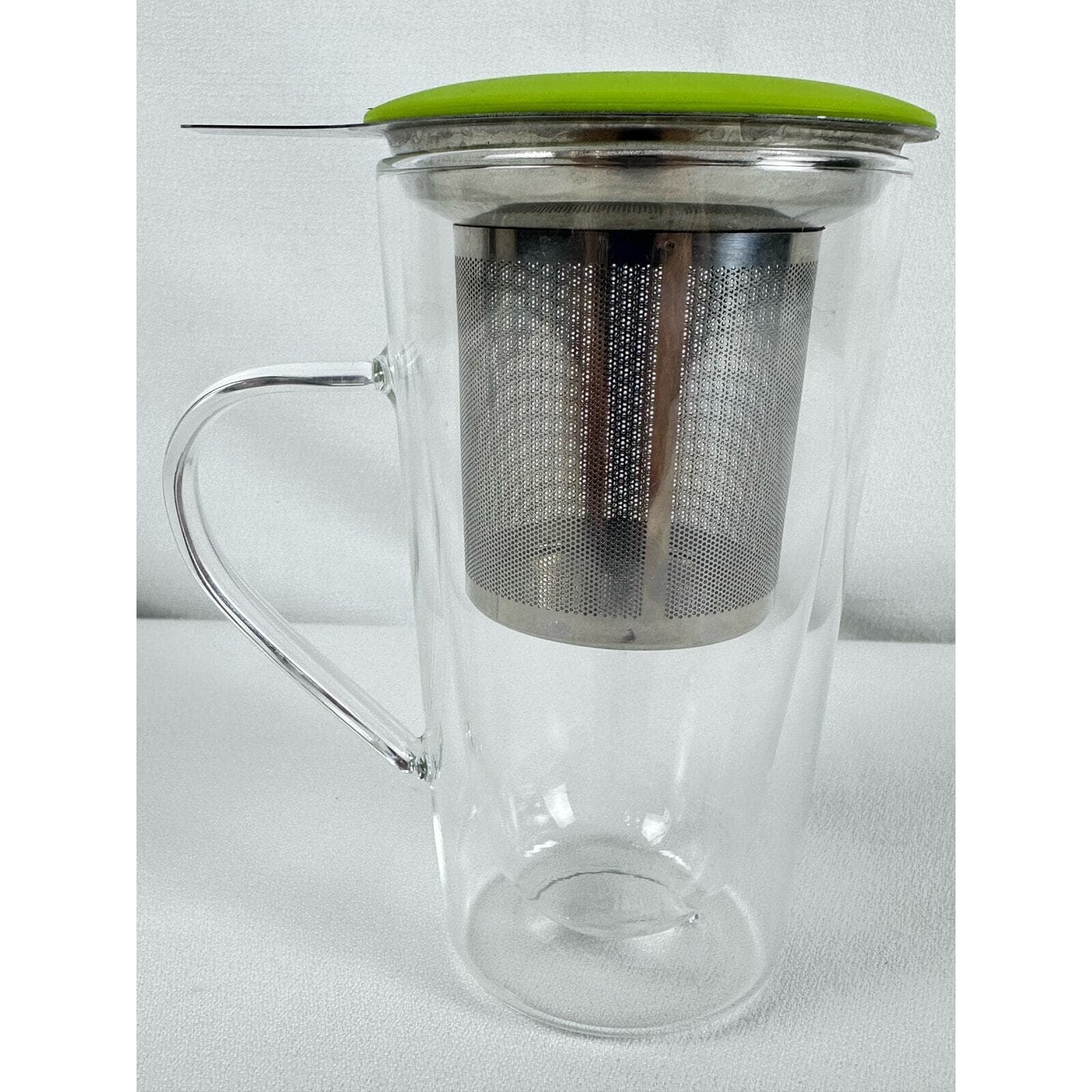 Essential Home & Kitchen Insulated Double Glass Tea Mug with Infuser & Lid VG - Thumbnail 4