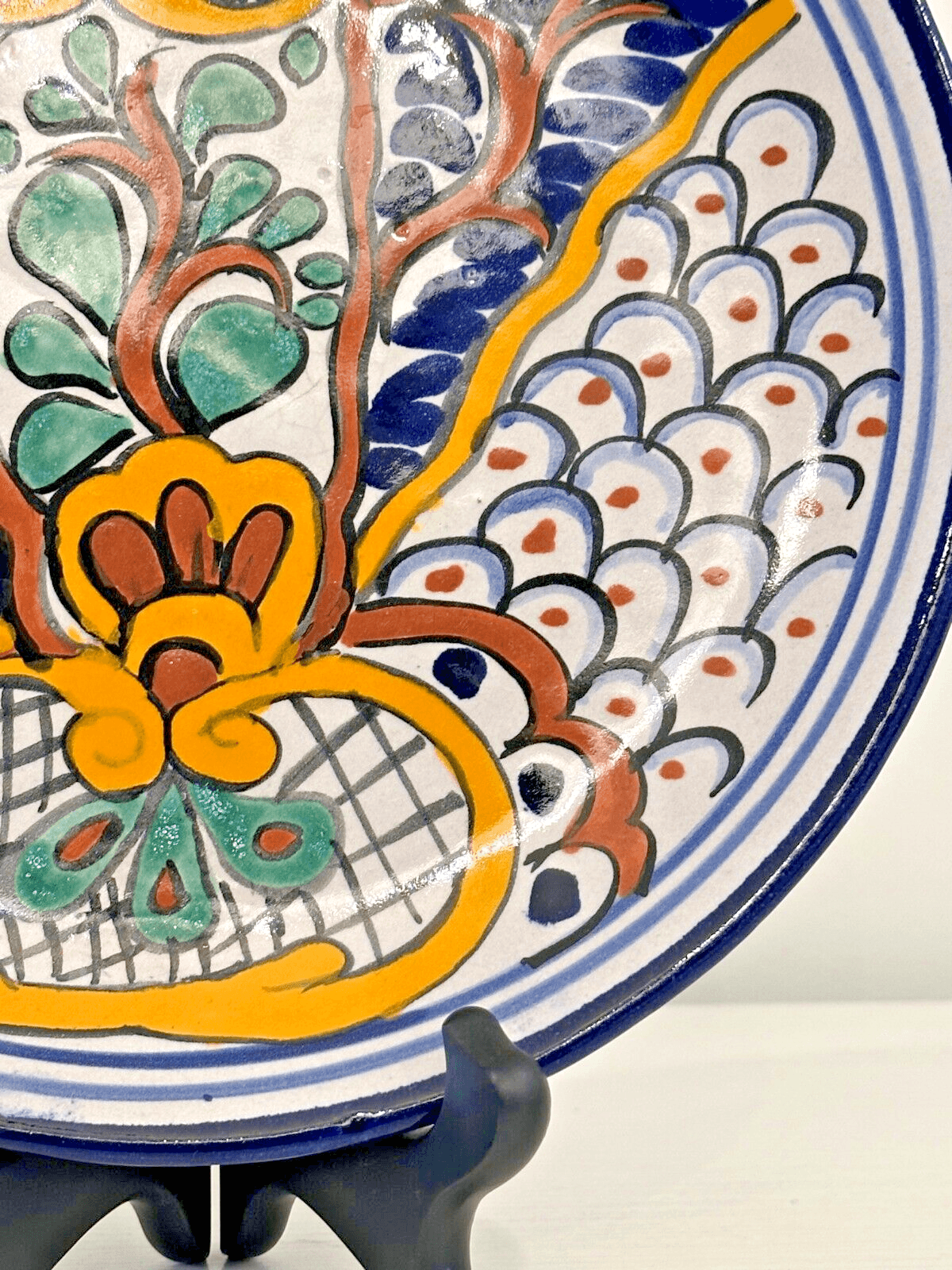 Talavera Mexican Folk Art Signed Hand Painted Hanging Plate #1 - Thumbnail 2