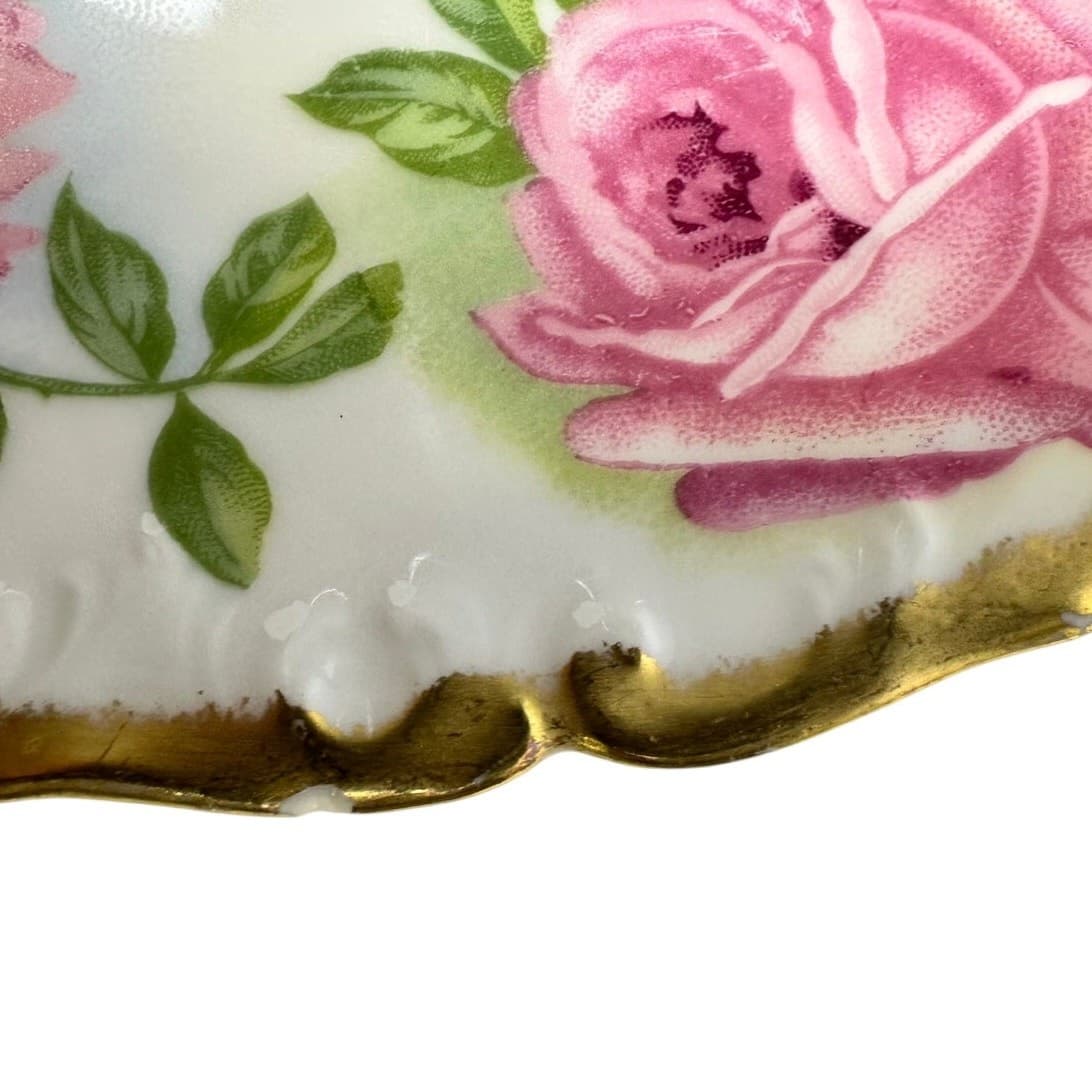 Antique Tressemann Vogt Limoges France 8.25" Pink Roses Gold Scalloped Rim-Set 3 - Thumbnail 5