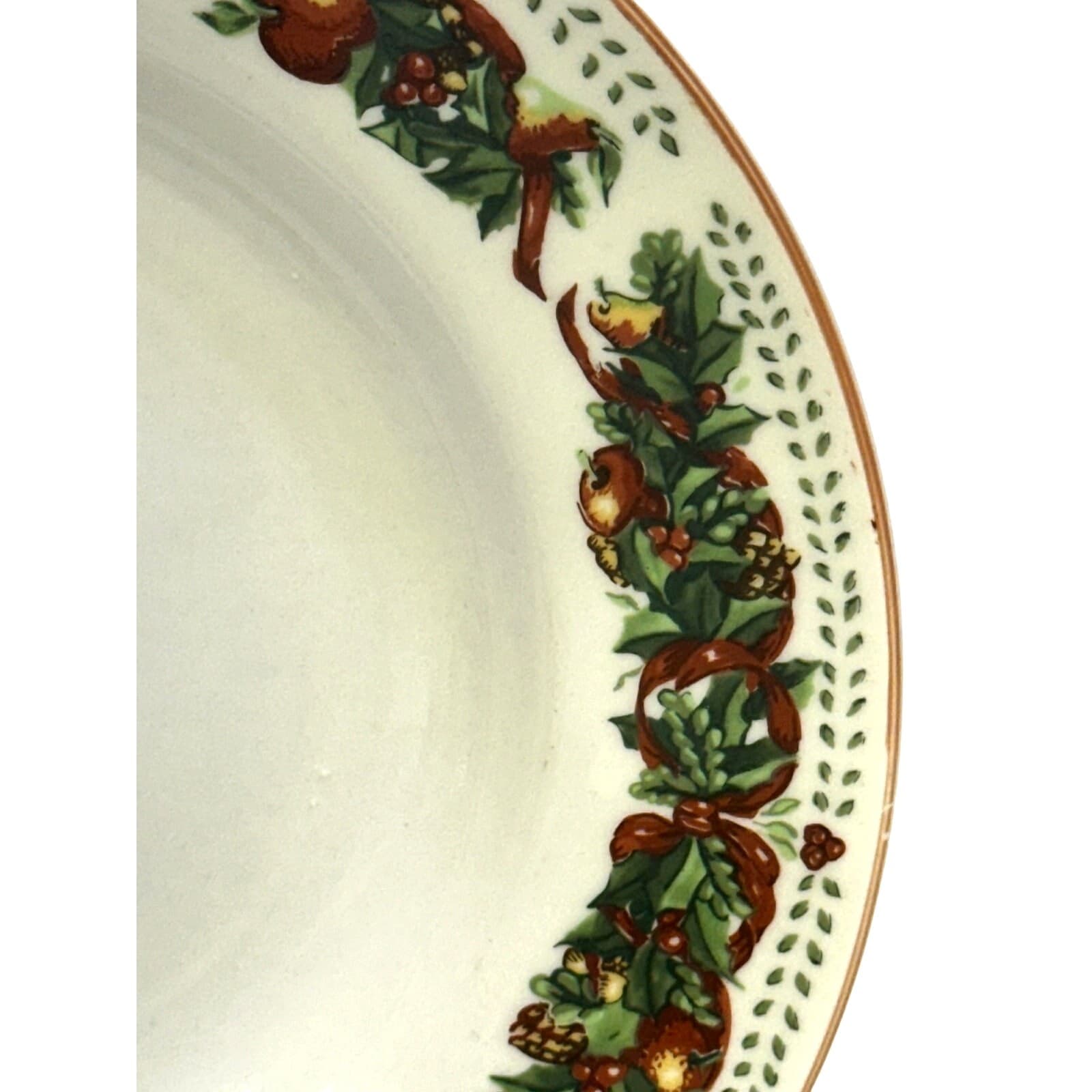 Christmas/Holiday Ribbons and Fruit Leaf Border 8.25" Soup Bowls-Set of 9 - Thumbnail 5