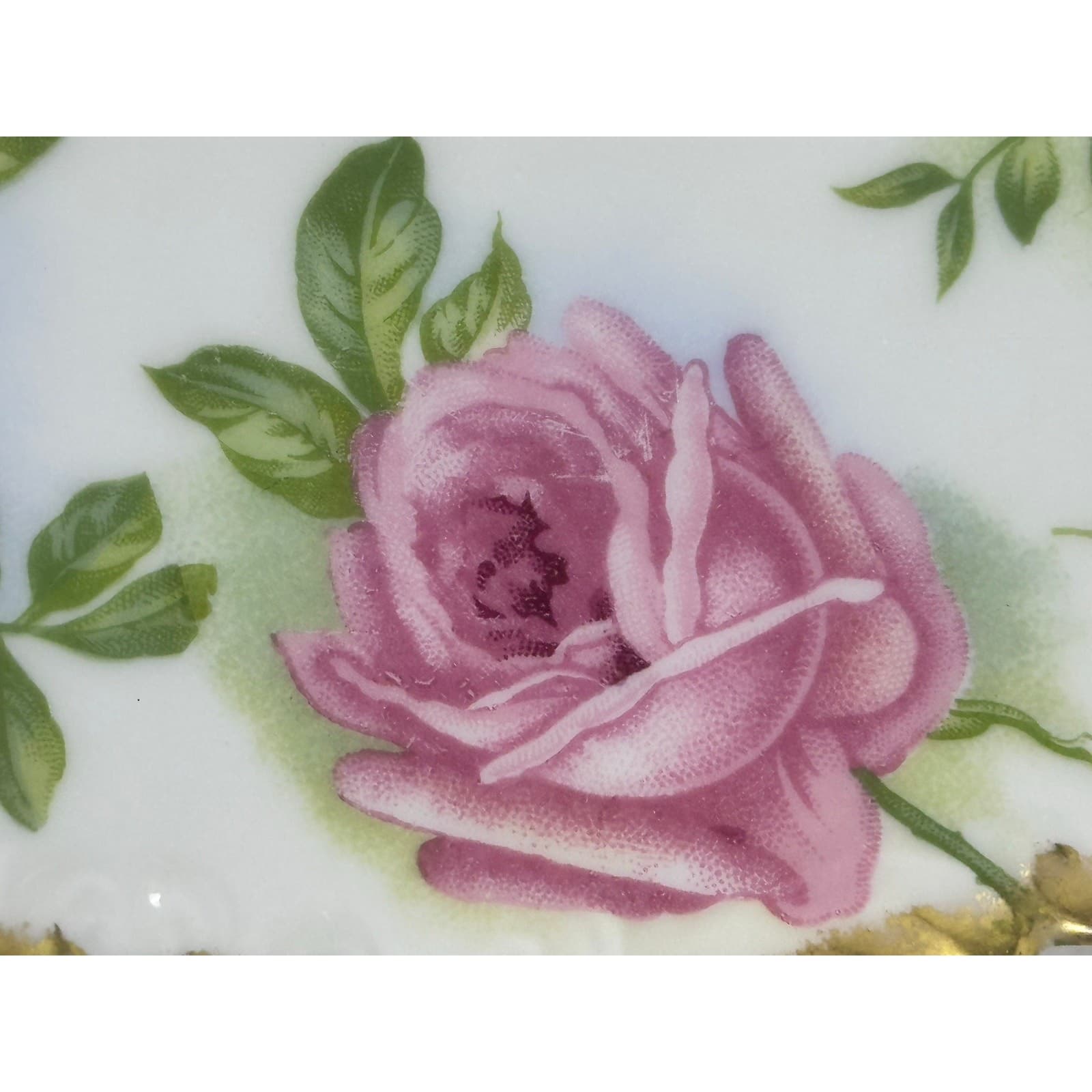 Antique Tressemann Vogt Limoges France 8.25" Pink Roses Gold Scalloped Rim-Set 3 - Thumbnail 6