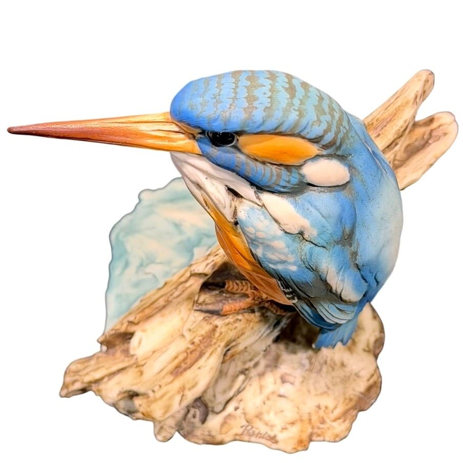 House of Goebel Italy Vintage Kingfisher Bird Figurine Hand Painted Porcelain - Thumbnail 6