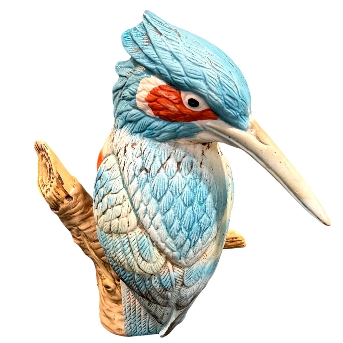 Vintage Royal Meridian Noritake 6" Kingfisher Bird Figurine Bisque Porcelain - Thumbnail 2