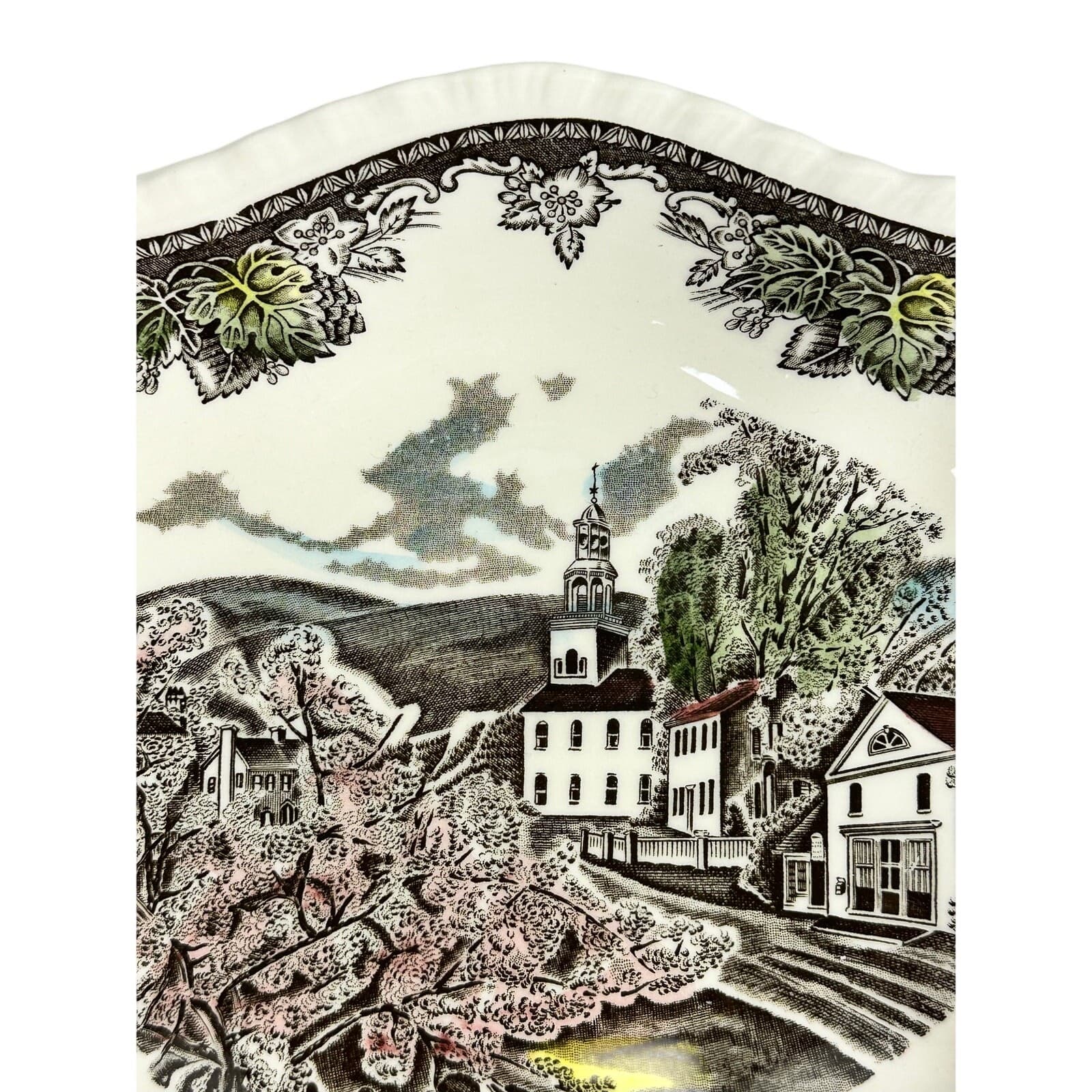 Johnson Bros Friendly Village England Vintage Village Green 11" Scalloped Bowl - Thumbnail 4