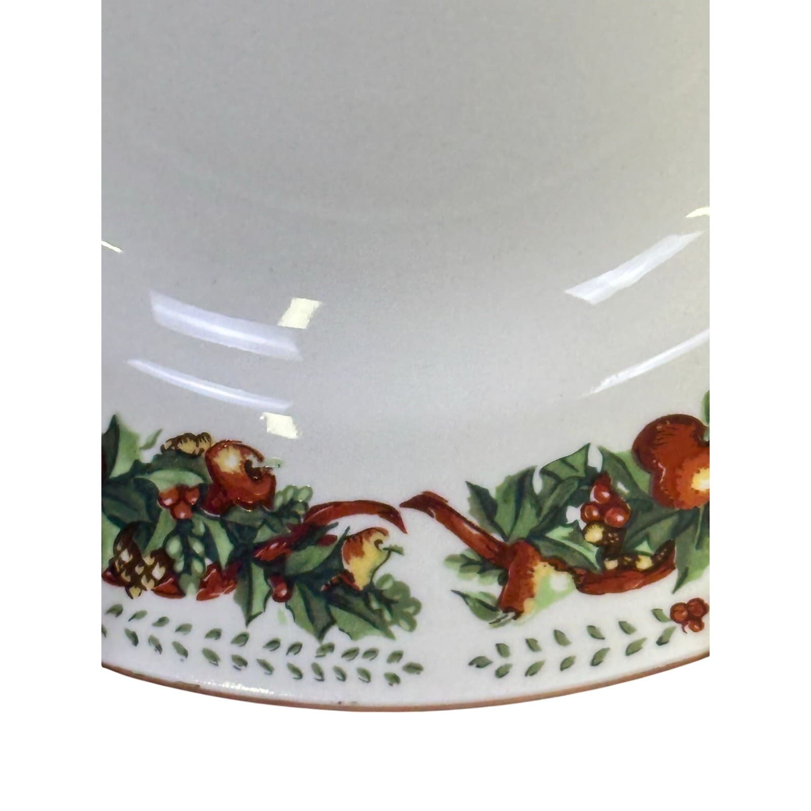 Christmas/Holiday Ribbons and Fruit Leaf Border 8.25" Soup Bowls-Set of 9 - Thumbnail 6